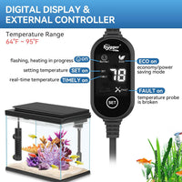 hygger 15W ceramic submersible aquarium heater with external digital controller - view 2