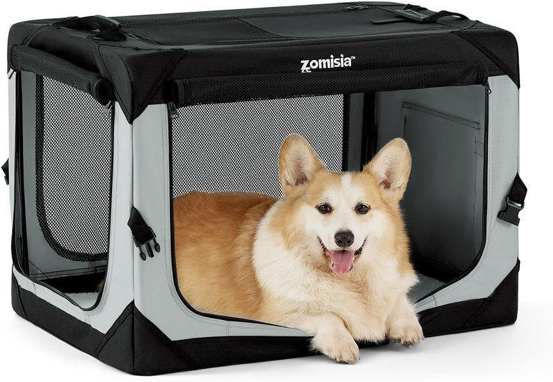 36 Inch Collapsible Dog Crate for Large Dogs - 30.0"L x 21.0"W x 21.0"H / Grey