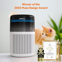 AIRROMI Air Purifier for Bedroom Home,HEPA Filter,Covers Upto 549 Ft²,Quiet 360°intake Air Cleaner with Fragrance ponge for Better Sleep,Night Light,Filters Smoke,Pet Dander,Allergies,Dust,A2005 White