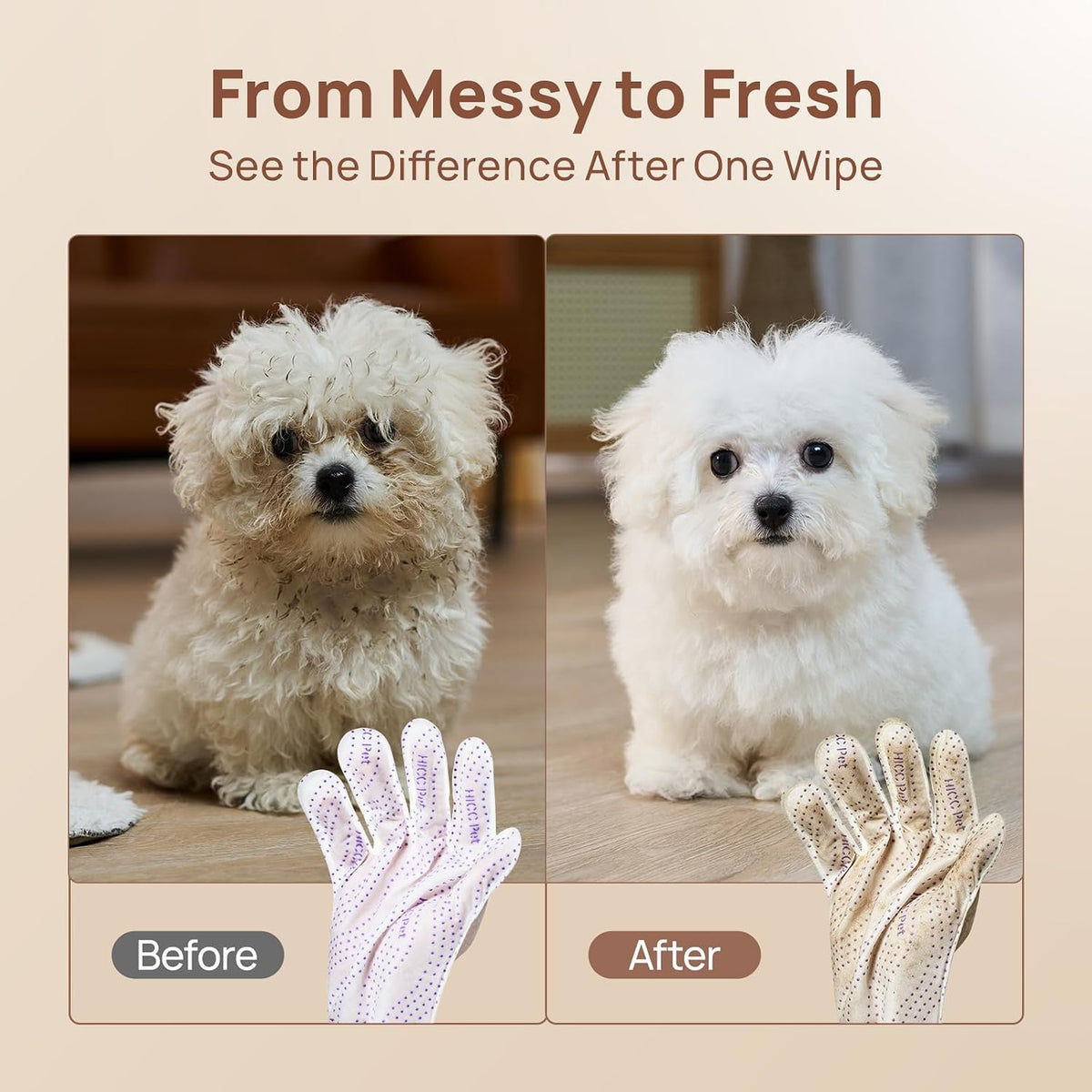 HICC PET Cleaning Glove Wipes PRO for Dogs & Cats - Unscented / 20PCS - image 3
