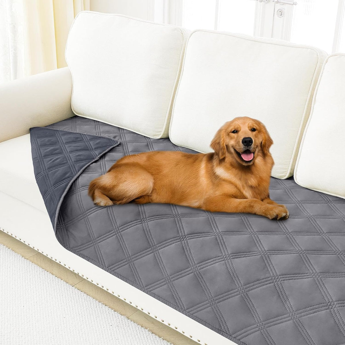 Smiry Waterproof Dog Bed Cover - Grey/Dark Grey / Lattice / 30x70