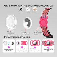 Reflective Dog Collar with Apple AirTag Holder & QR Code Pet ID Tag,Soft Nylon Adjustable Dog Tracker Collar with Safety Lock for Small Dogs (Rose Red, S)