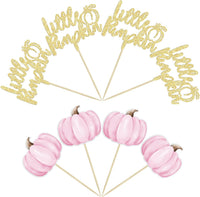 Gyufise 24Pcs Pumpkin Oh Baby Cupcake Toppers Pink Fall Pumpkin - Pink 2 - image 3