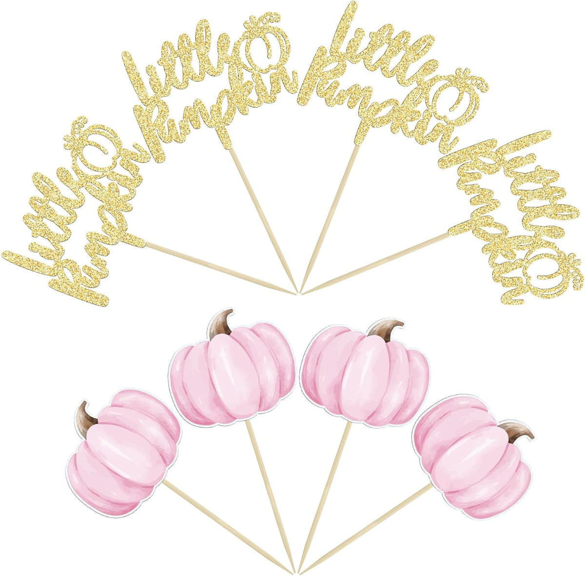 Gyufise 24Pcs Pumpkin Oh Baby Cupcake Toppers Pink Fall Pumpkin - Pink 2 - image 3