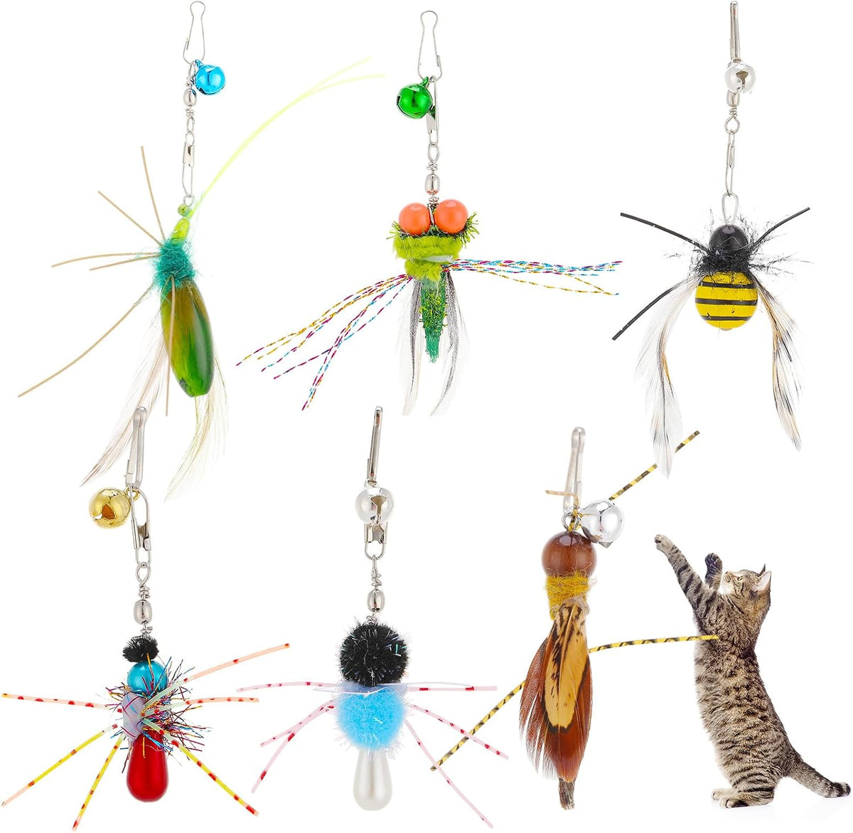 Cat Insect Feather Toys Replacement Cat Toy Wand Refills - Style 8