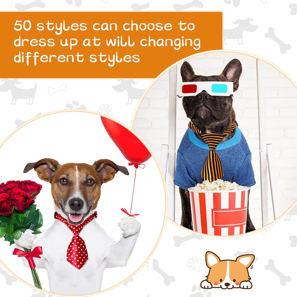 Sadnyy 50 Pcs Dog Ties Adjustable Neck Ties for Dog - Solid - image 4
