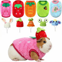 Clysee 10-piece guinea pig clothes set with flannel vests and knitted mini hats - view 4