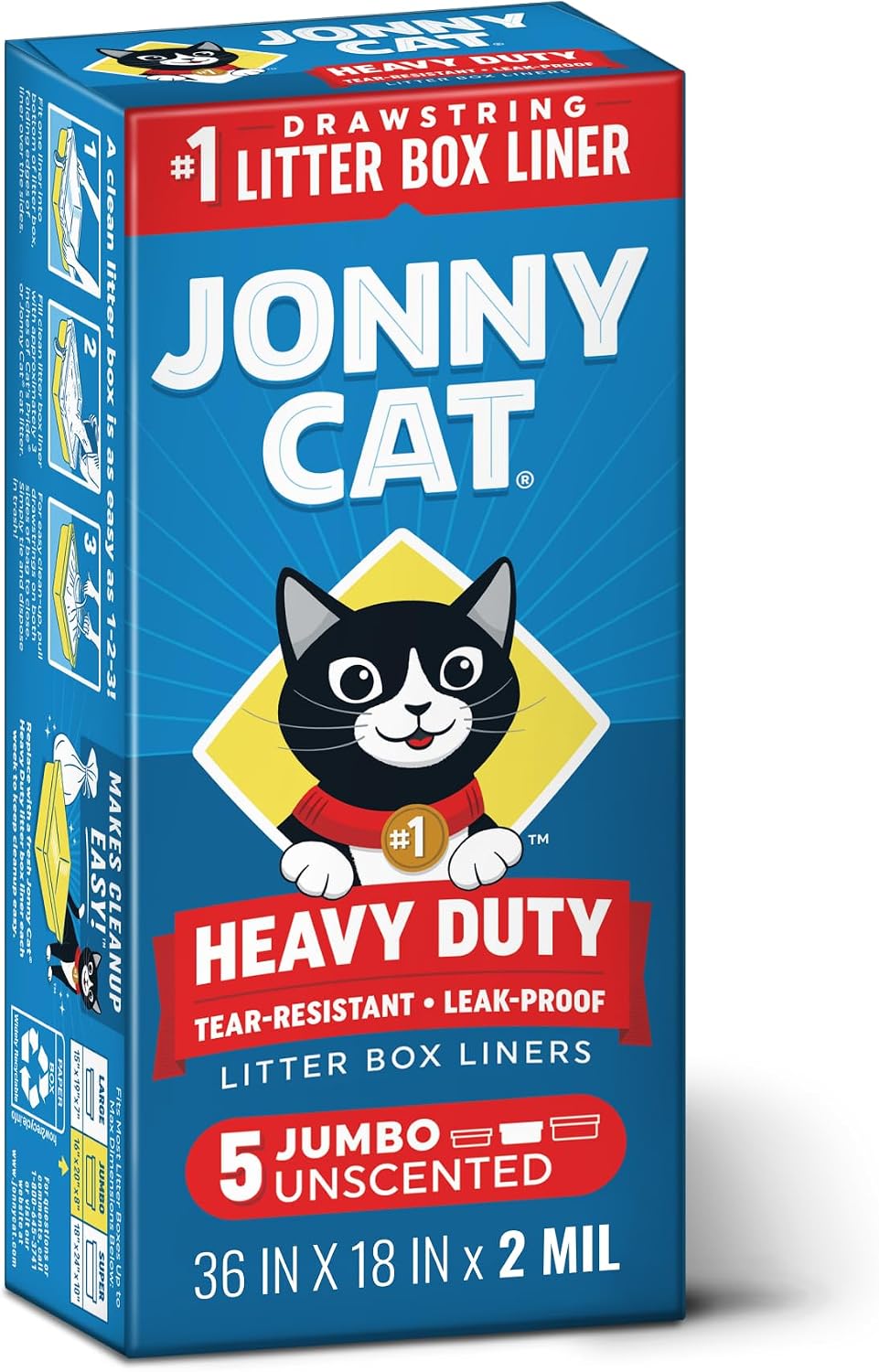 Jonny Cat Litter Box Liners Heavy Duty - Jumbo / 1 Count (Pack of 5)