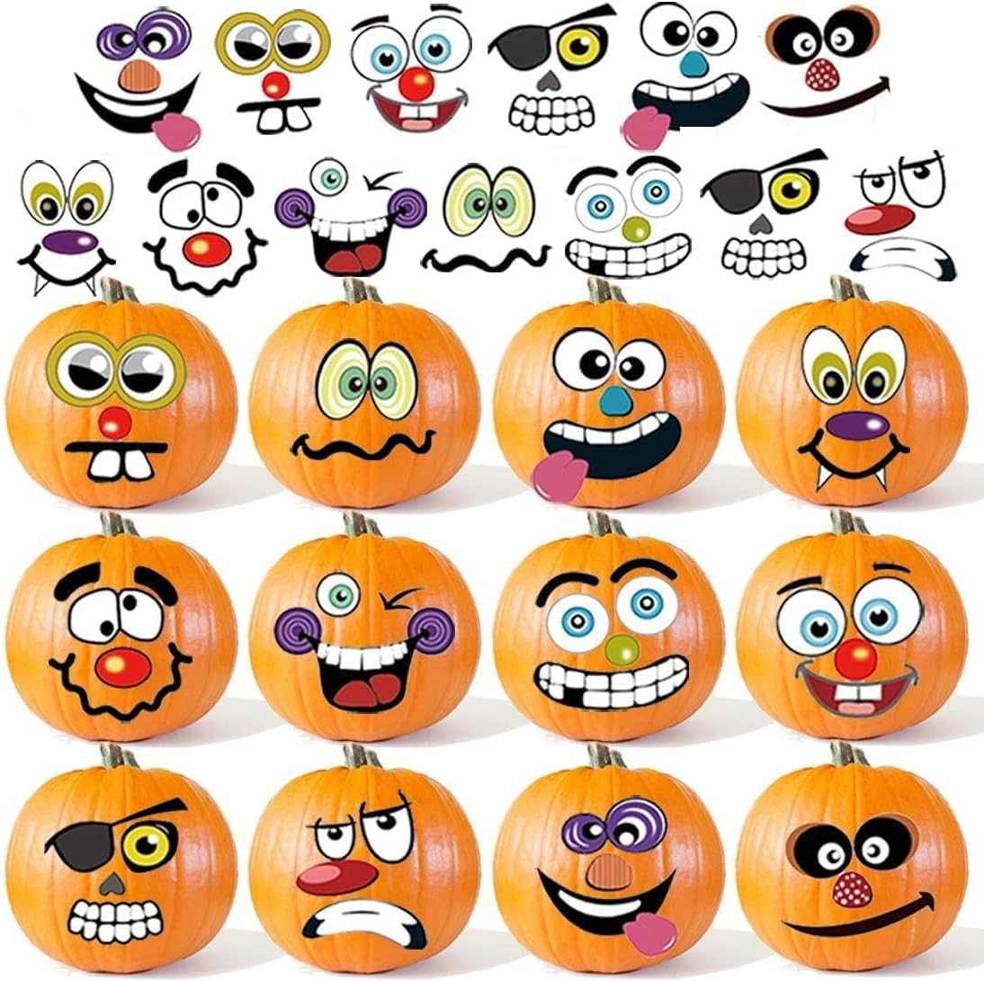 Halloween Mini Pumpkin Decorating Stickers for Kids Toddlers Party - Classic