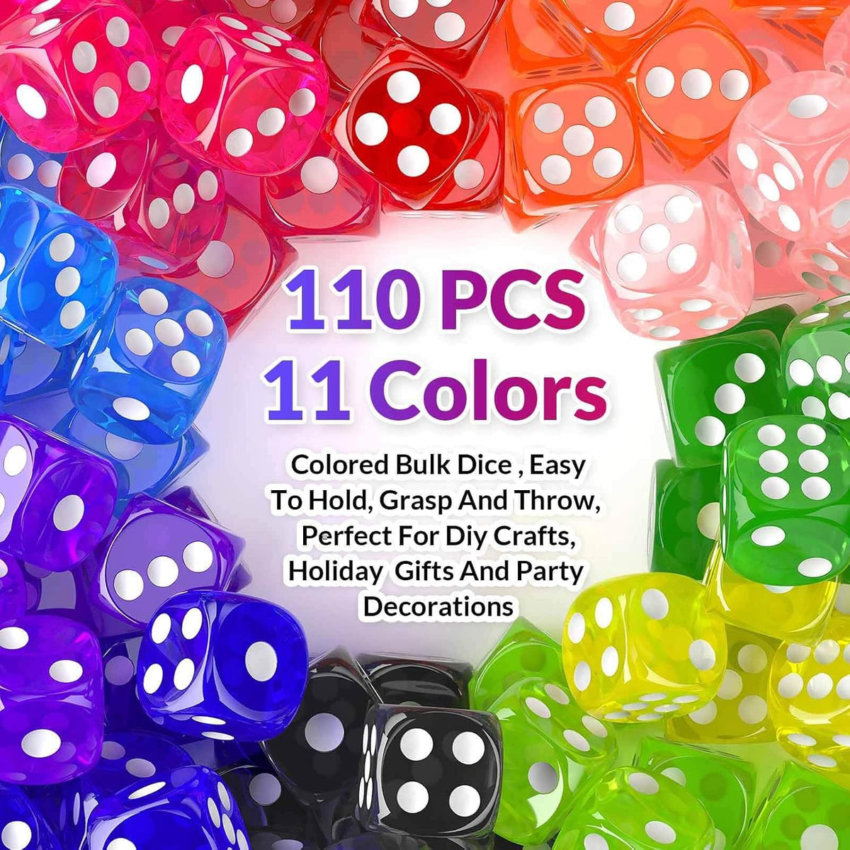 Rerdeim 110 Pieces Dice Set, Colored Game Bulk Dices - image 2