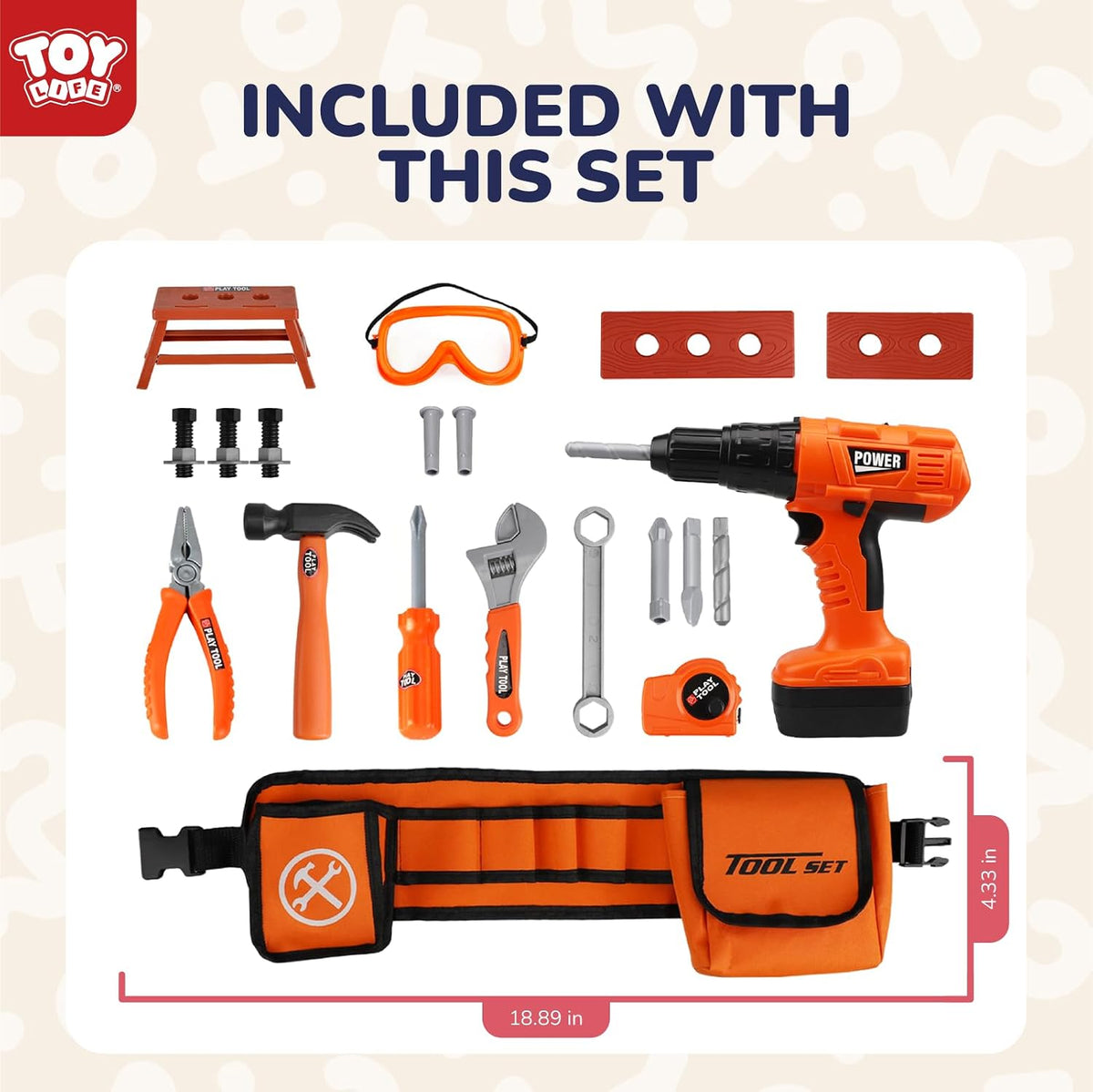 TOY Life Kids Tool Set with Kids Tool Belt & Toy Drill - Toy Drill Kids Tool Set - image 3