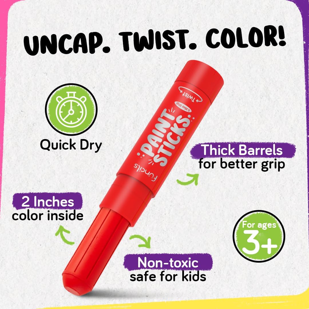 24 Thin Washable Paint Sticks for Kids - 12 Thick - image 2