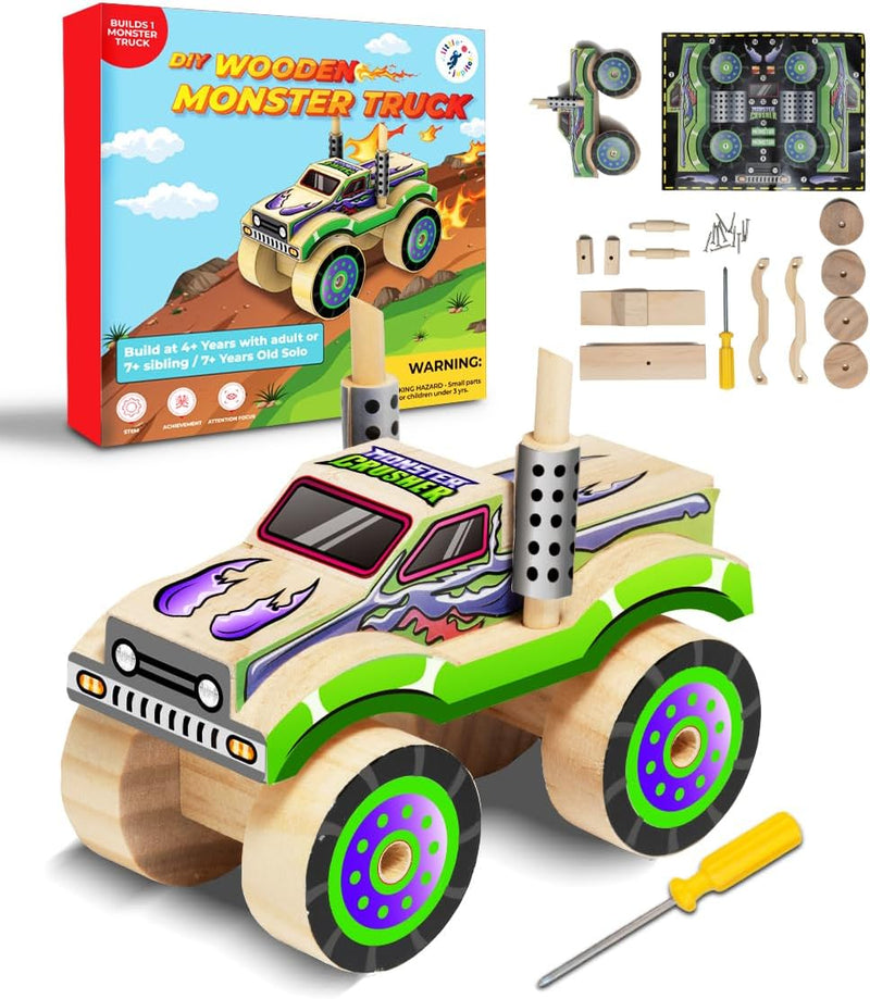 Little Jupiter DIY Wooden Kits w/Stickers, Kids Building Kit - Monster Truck #2