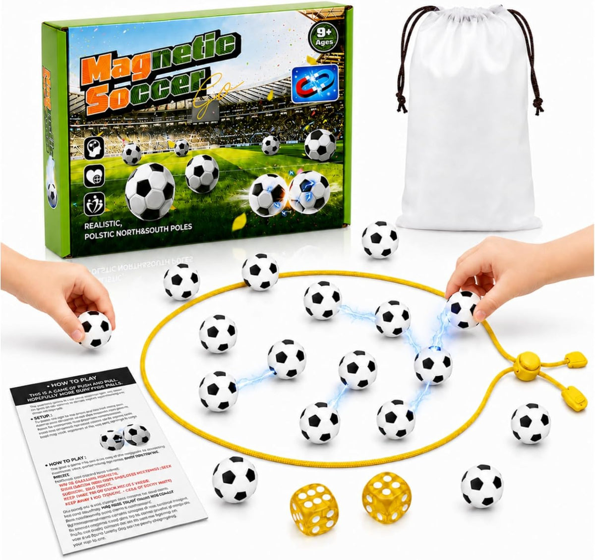 CHORYNLYRA magnetic chess game with 40 yellow stones and adjustable ropes