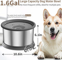 6.5L Dog Water Bowl No Spill 1.6 Gallon Stainless Steel Water Bowl - 6.5L+2 Filters - image 2