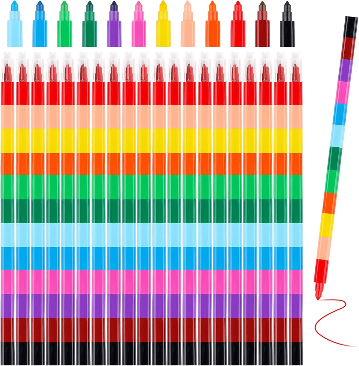 Hxezoc 20 stackable buildable crayons with 12 colors each and clear caps