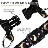 PUPTECK No Pull Dog Harness Soft Adjustable Basic Nylon Step in Puppy Vest Outdoor Walking with ID Tag, Moon Star Black, S