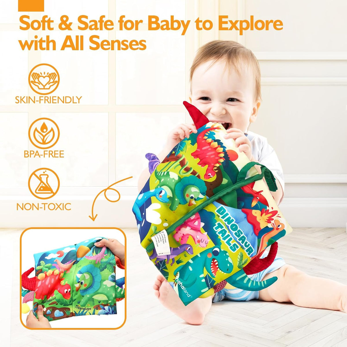 hahaland Baby Books 0-6 Months - Dinosaur Tails - image 4