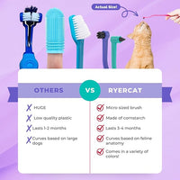 RYERCAT Set of 2 Dual Sided Cat Toothbrush - Kitten Toothbrush with Micro Head to fit into Cat/Kittens Mouth - Cat Dental Care Supplies - Pet Toothbrush for Cats(Amethyst Purple & Ocean Blue)