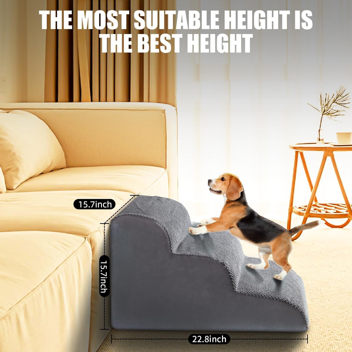 3-Step Dog Stairs for Small Dogs, Dog Ramp for Bed 15.7" H – Essentials for Dogs - image 2
