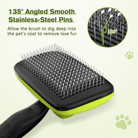 Pecute Skin Friendly Self-Cleaning Slicker Brush for Dog & Cat - Small / Green - image 4