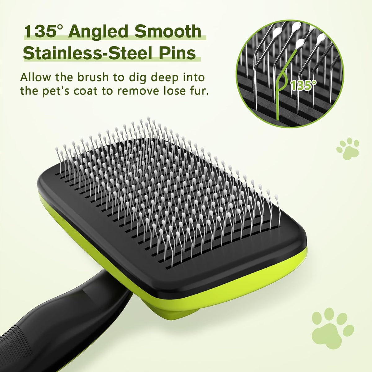 Pecute Skin Friendly Self-Cleaning Slicker Brush for Dog & Cat - Small / Green - image 4