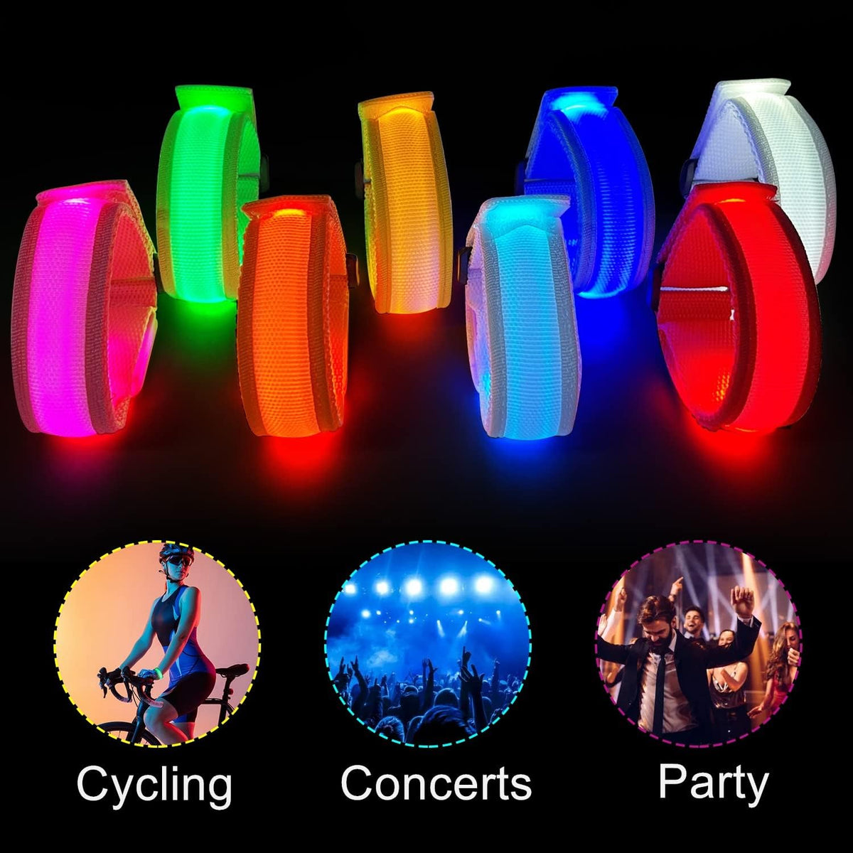M.best 8pcs LED Light Up Bracelets Glow Flashing Wristbands Glow - 8pcs Multicolor - image 2