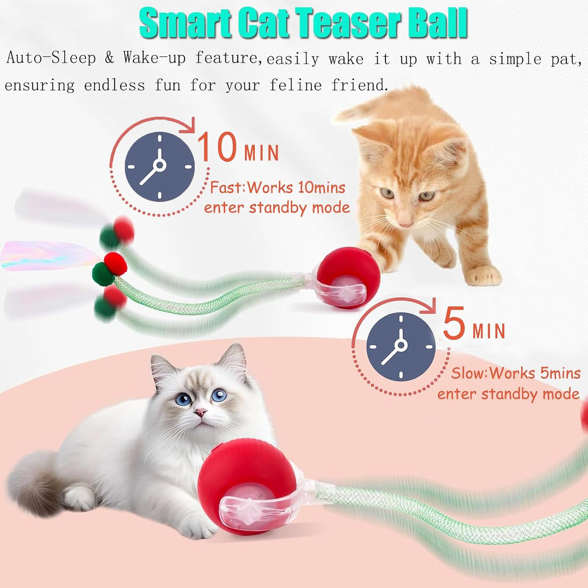 2 Packs Speed 2.0 Tail Interactive Cat Toys for Indoor Cats - New Red - image 4