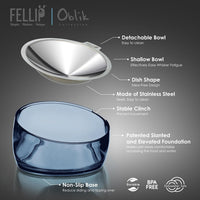 Felli Pet Oblik Acrylic Raised Dog Food Water Bowl Stainless Steel - Shadow / 0.5 Cups Shallow Dish - image 2