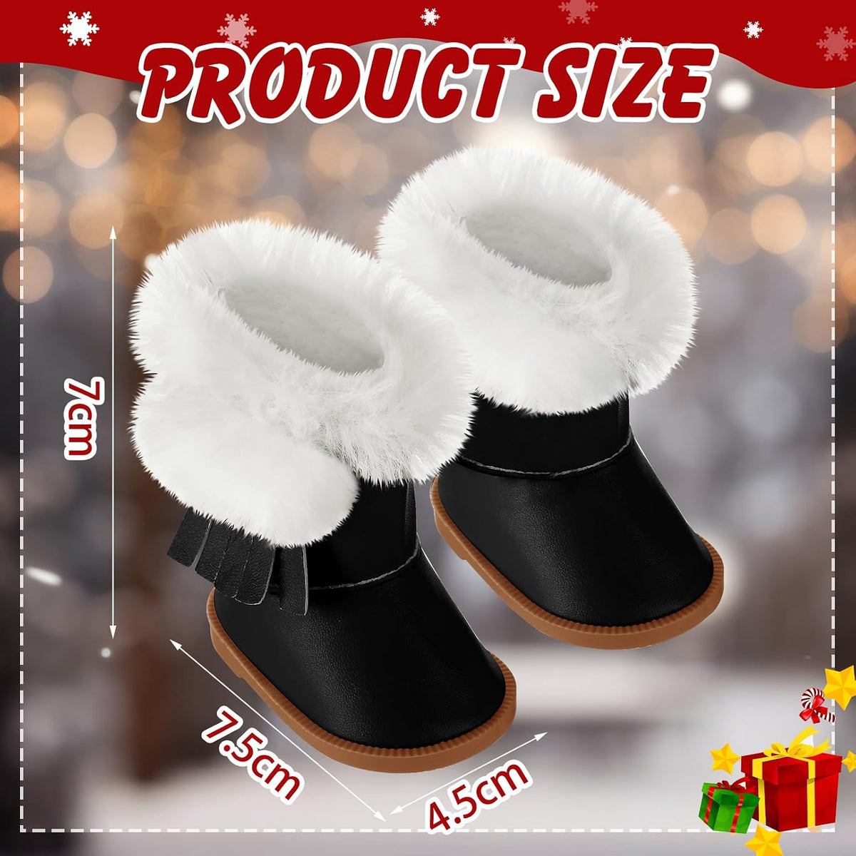 Bencailor 18 inch doll boots, 3 pairs of winter snow boots in white, black and brown - view 8
