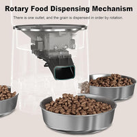 3-Cat Automatic Pet Feeder, 6L WiFi Cat Food Dispenser with APP Control, 1-10 Meal Programmable, Voice Recorder, Smart Alerts, Stainless Steel Bowls for Cats and Small Dogs (Black)