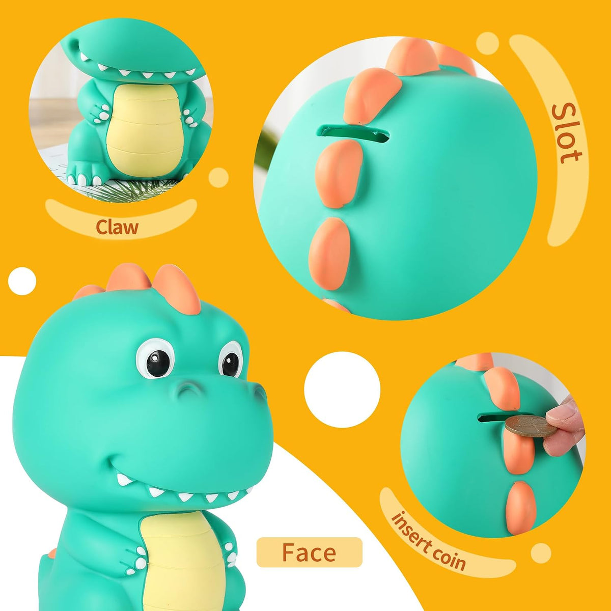 H&W Dinosaur Money Bank with Big Head - Mint Green - image 3