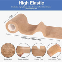 LDIWEE 24 Pack 4 Inch Self Adhesive Bandage Wrap - 5 Yard Cohesive Athletic Tape for First Aid, Medical, Sports, Ankle Wrist Sprains, Vet Wrap (Brown)
