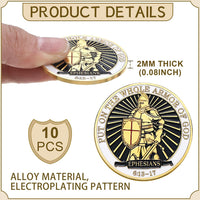 Nosiny 10 piece armor of God prayer coins in classic style alloy metal - view 24