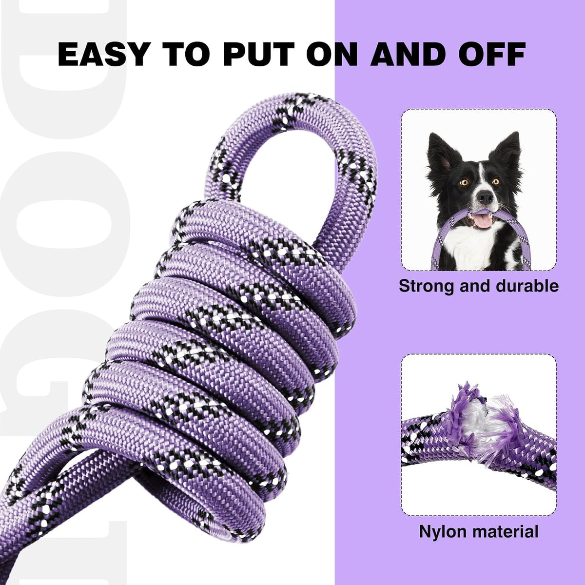 Slip Lead Dog Leash Reflective Training Durable Braided Rope Leashes – Essentials for Dogs - Light Purple / 2PCS Large 1/2in x 6ft - image 4