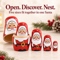 Kakeah 5 piece wooden nesting dolls set with brown bear, fox, owl, rabbit and raccoon - view 7