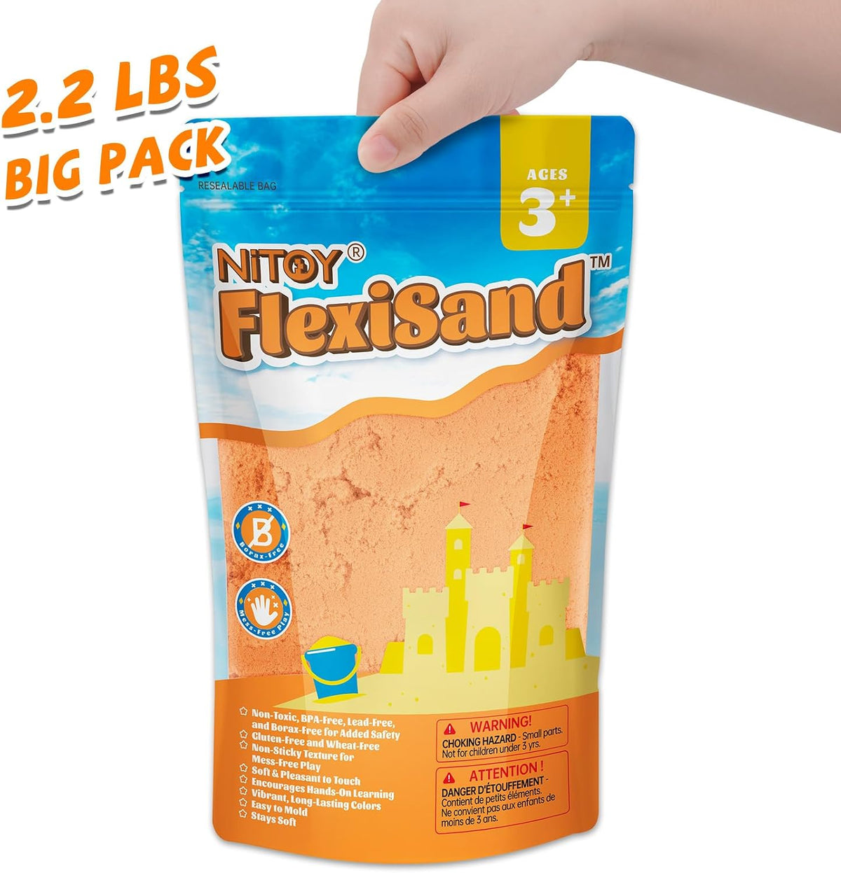NiToy FlexiSand Toy Sand 2.2Lbs Moldable Sensory Sand for Kids - Orange - image 4