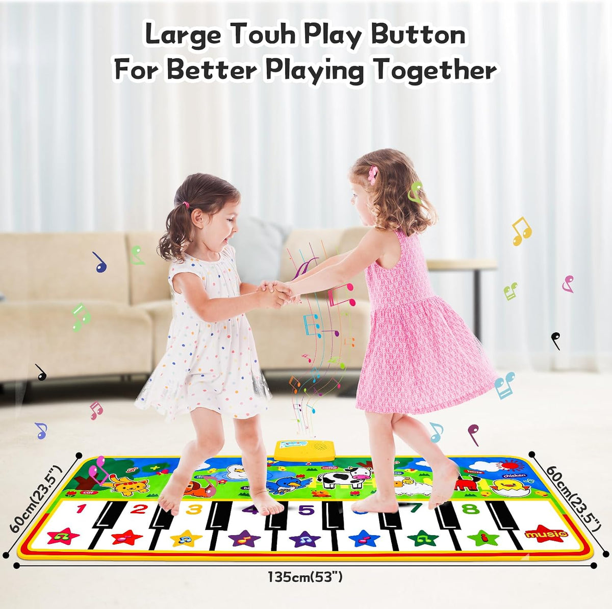 Floor Piano Mat, Keyboard Floor Dance Playmat with 28 Sounds & Music – Fun for Kids & Family - 53" x 23" - image 3