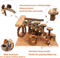 Tfwadmx Wooden Hamster Playground Platform, Small Animals Activity Set Climbing Bridge Ladder Ramps Toys for Mouse Dwarf Hamster Gerbil Chinchilla Guinea Pig Sugar Glider Syrian Hamster