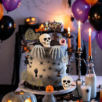 Hooqict 43 piece Halloween cake topper set with sign, tombstone, skulls, trees and spiders - view 39