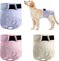 Reusable Dog Diapers Female Washable 3 Pack S Flowers for Heat – Essentials for Dogs - Khaki,Pink, Light Blue / S(Newborn-11.5"Waist) / 3