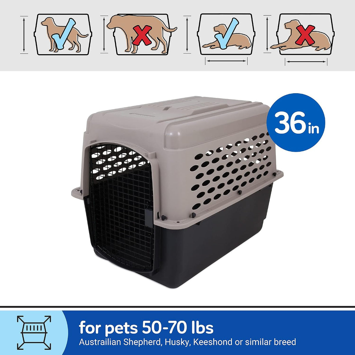 Petmate Vari Dog Kennel, Carrier for Large Dogs, Taupe and Black - 36.0"L x 25.0"W x 27.0"H / Kennel Only - image 3