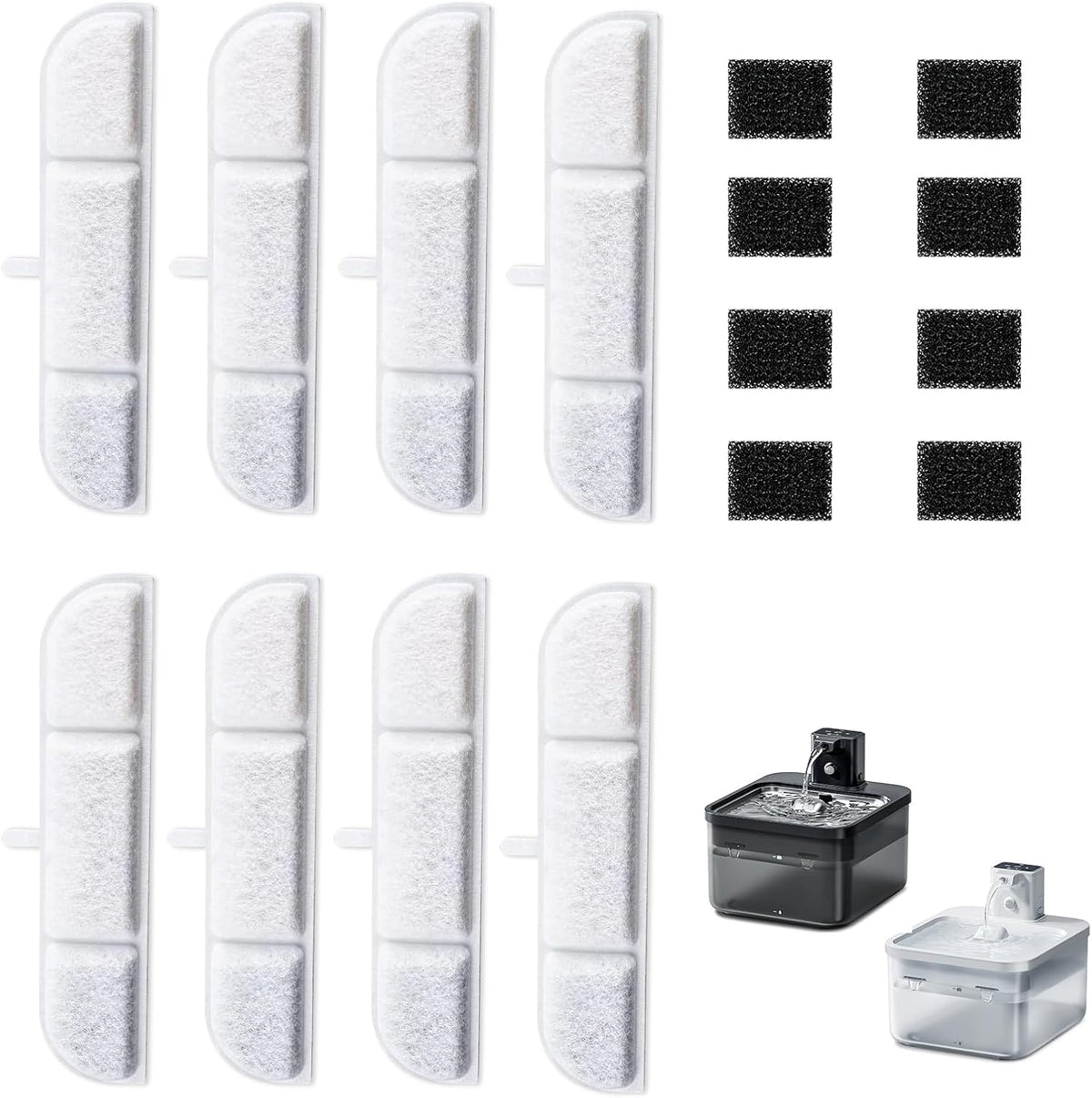16 Packs Replacement Filters Compatible with Downy Paws Cat Water - 8PCS