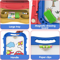 Amagoing Easel for Kids, Adjustable Standing Art Easel for Toddler, Double Side White Chalk Board - blue+red - image 3