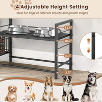 Elevated Dog Bowl Stand with Toy Bin Basket - Black / 2"-13.6"H/ 18.9"Dx9.45"W - image 3