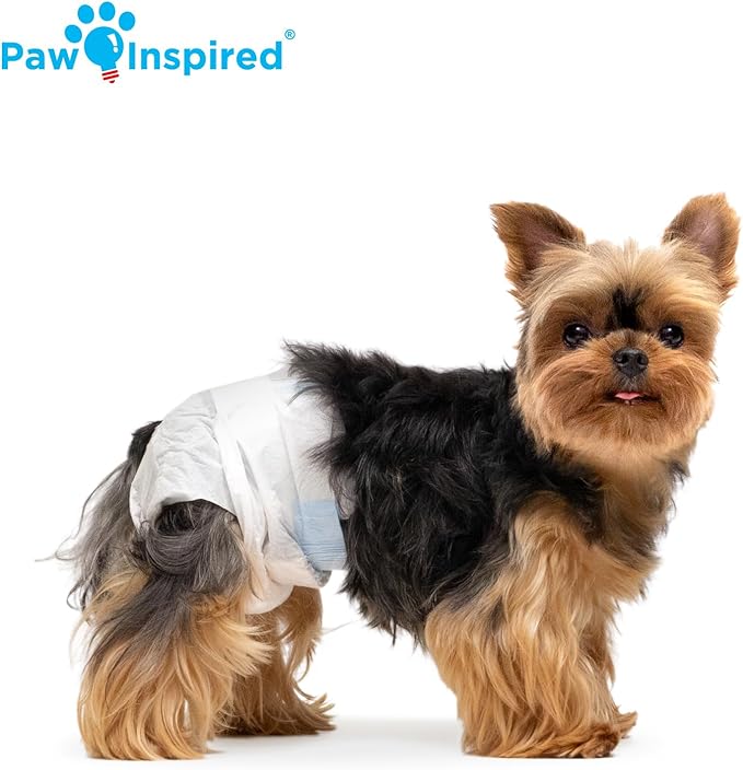 Paw Inspired Disposable Dog Diapers | Female Dog Diapers Ultra Protection | Diapers for Dogs in Heat, Excitable Urination, or Incontinence (12&144 Count) (X-Small (12 Count))