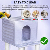 62"Tall Outdoor Cat Tree,Weatherproof Large Cat Condo with Scratching Posts – Essentials for Cats - CTT-3 - image 3