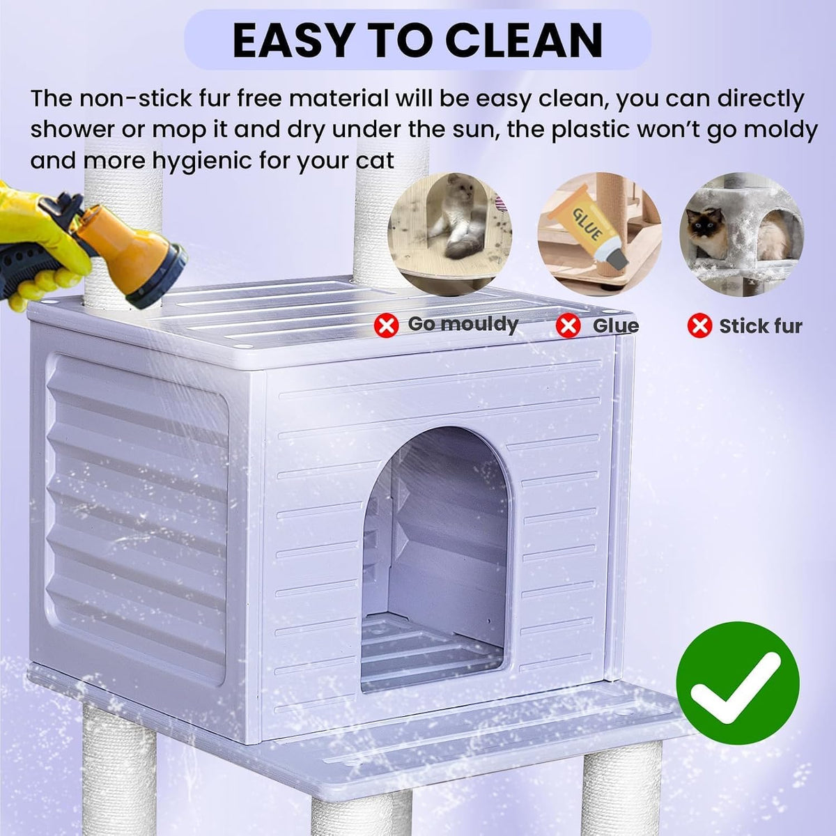 62"Tall Outdoor Cat Tree,Weatherproof Large Cat Condo with Scratching Posts – Essentials for Cats - CTT-3 - image 3
