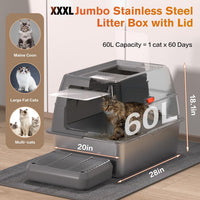 XXXL Stainless Steel Litter Box with Lid - image 2