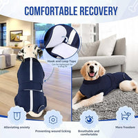 Lukovee Recovery Suit for Dogs, Zipper-On Onesie for Female Male Dog, Abdominal Wounds Cone E-Collar Alternative, Prevent Licking Spay (XL, Dark Blue)